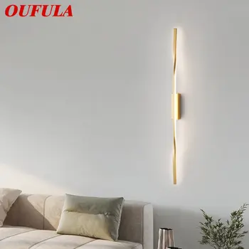 OUFULA Kaasaegne Messing Seina Sconce Lamp LED 3 Värvid Loominguline Lihtsus Kuld Interjöör Öö Tuli Koju elutuba