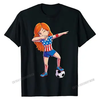 Dabbing Jalgpall Tüdruk USA T-särk, 4. juulil Ameerika Lipu MEILE Puuvill Meeste T-Särk Suvel Tees Uusim Tavaline