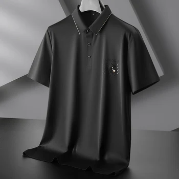 Kõrge Elastsus Õmblusteta Golf Meeste Polo Särgid parima Kvaliteediga Lühikesed Varrukad Värviga Business Casual Tikandid Partei Mees Tees