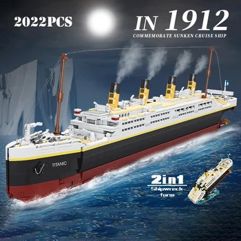 2 IN 1 Luksus Suur reisilaev Titanic Mudel ehitusplokid Tehnilised Laevahukk Paat Loominguline Tellised, Mänguasjad, Kingitused Lastele