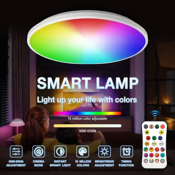 Smart LED Lae Valguse Ring RGB Juhitava Kodu Magamistuba, elutuba, Tuba Decor Valgustus Remote Control Panel Sise-Lamp