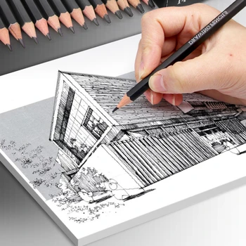 Professional Joonis Sketching Pencil Set, 14 Tükki Kunsti Pliiatsid Grafiit Tumenevad Pliiatsid Algajatele & Pro Kunstnikud