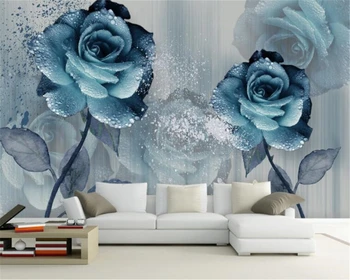 beibehang Custom 3d tapeet akvarell, värv sinine ilus lill TV taust seina tapeet home decor de papel parede