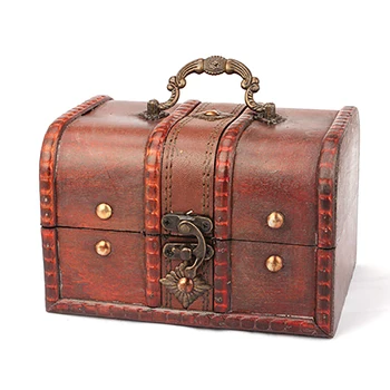 2tk Komplekt Puidust Piraat Ehted Ladustamise Kasti Puhul Omanik Vintage Aare Rinnus, Kodu, Käsitöö Ladustamise Mahuti kasti puhul