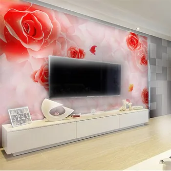 beibehang tapeet flash hõbedane riie elutuba, magamistuba taustaks romantiline roosa roosid suur pannoo tapeet de papel parede