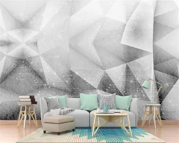 Põhjamaade 3D solid geomeetriline tehnoloogia abstraktselt, hall magamistuba diivan taust seina kodu kaunistamiseks tapeet seinamaaling tapety