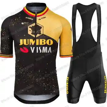 2023 JUMBO VISMA Prantsusmaa Velotuuri Jalgrattasõit Jersey Set Belgia Meister Wout van Aert TDF Jalgrattasõit Riided Road Bike Sobiks Fietskleding