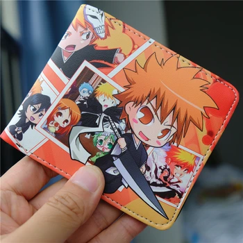 Anime Bleach PU Rahakott koos ID-Kaardi Omanik Meeste ja Naiste Lühike Bi-fold Mündi Kotis Kott Raha Clip taskud Cosplay Kingitus