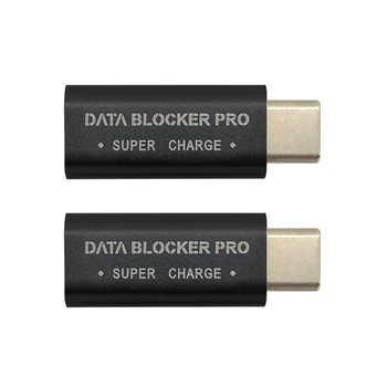 2TK USB Type-C Andmeid Blokeerija USB-C Mahla Jack Defender Adapter Toetab Kiire Laadimine(50V/5A) Stop Andmete Vargus