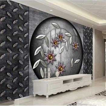 wellyu Kohandatud suur murals mood kodu-mood atmosfääri kaasaegne minimalistlik metallist lill taust seina