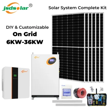 jsdsolar Võrku päikesesüsteemi Täielik Komplekt 6-33KW 24KW Mono päikesepaneel+ IP65 Inverter + LiFePO4 Aku DIY Solar Hybrid System