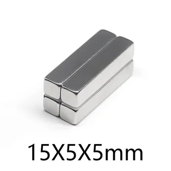 5TK 15x5x5 mm Quadrate Haruldaste Muldmetallide Neodüüm Magnet Leht 15*5 Plokk püsimagnetitega Tugev 15x5x5mm 15*5*5mm