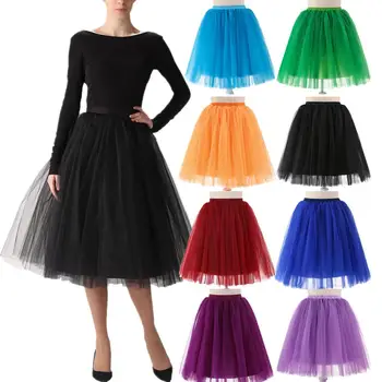 HONGFUYU 5 Kihti Tutu Tülli Seelik Plisseeritud Seelikud Naiste Pruutneitsi Pulm Petticoat 25 Värvid faldas Mujer saias jupe 65cm