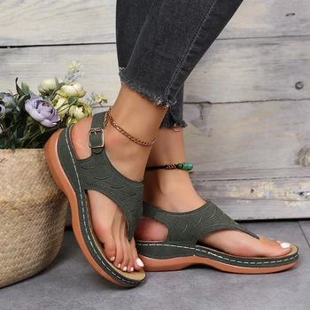 Sandalias de Punta abierta para mujer, zapatos transpirables con plataforma, ligeros, de talla grande, a la moda, para verano