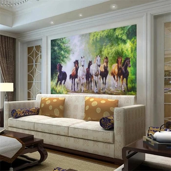 wellyu seina paberid home decor Kohandatud taustpildi Kaheksa hobust, õlimaal, taust seinamaaling papier peint seinamaaling 3d papel tapi