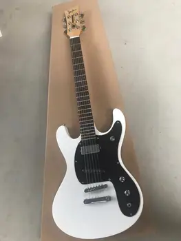 Custom Kitarr Ettevõtmised Valge Värv Mosrite Logo Vastupidine Keha, 6 keelt Electric Guitar, kus on Väiksemad Täpid