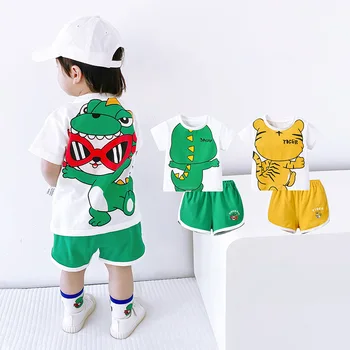 Suvel Poisid Tüdrukud Komplekti Beebi Riided korea Dragon Tiger Trükkimine Cartoon Laste Ülikond Väikelapse Mood Komplekti