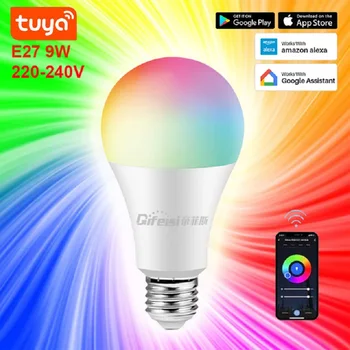 Tuya E27 Pirn WiFi Smart Light 9W Värviline RGB Lambid Smart Elu APP hääljuhtimine Taimer Dimmer Alexa Google Kodu