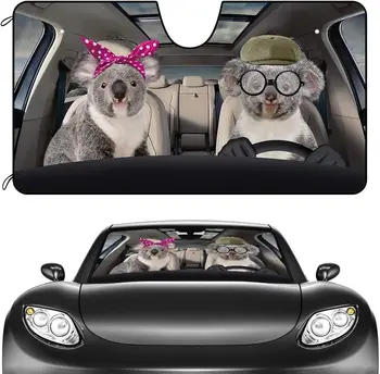 CafeTime Auto esiklaasi Päikesevarju Armas Koala Paar Decor Sõiduki Päikese Vari Visiir UV-Ray Helkur Sun Protector, Hoida Vehi