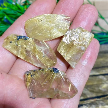 Töötlemata Tooraine Kivi Füüsiline Kuld Rutilated Gemstone Kvarts Juuksed Crystal Feng Shui Mineraal Energy Healing Home Decor Palm Kingitus