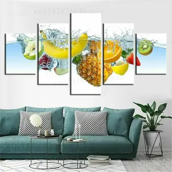 Värske Puu Vees Banaan, Ananass Lõuend Trükib Maali Seina Art Decor HD Pilte Printida Nr Raamitud Maalid 5 Paneel