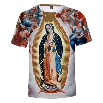 Guadalupe Neitsi Maarja Katoliku Meeste T-särk Naiste Mood Vabaaja 3D Print T-Särk Suvel Harajuku Streetwear Liiga Tops