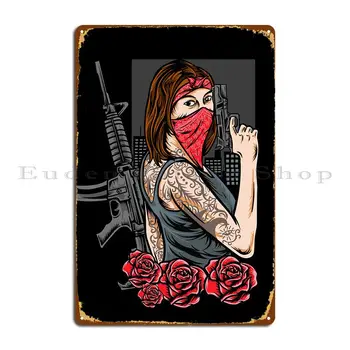Gangster Tüdruk Metallist Tahvel Plakat Seinal Seinamaal Laigud Projekteerimine Klubi Seina Decor Tina Märk Plakat
