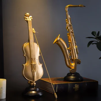 Kaasaegne Vaik Viiul Mudeli Kodu Kaunistamiseks Põhjamaade Muusika Figuriin Saksofon Kuju Kunst Skulptuur Office Desk Dekoratiivsed Accessorie