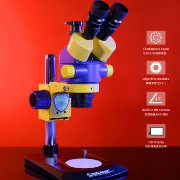 Mehhaanik MC65T-B6 Tööstus Triocular Stereo Mikroskoop kõrglahutusega Optiline Eesmärk 0.6-5.5 X Pidev Zoom LED