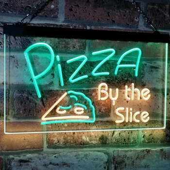 Custom Neoon Märk Pizza poolt Viil Kauplus Ekraanil Reklaami Dual Värvi LED Neoon Valgus Toas Pizza Teenetemärgi Decor Rippuvad Valgus
