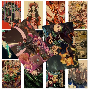 Seina Värvimine Demon Slayer Pilte Printida Kamado Tanjirou Plakatid Jaapani Anime Jõupaber Kodu Kaunistamiseks Kunst Elutuba