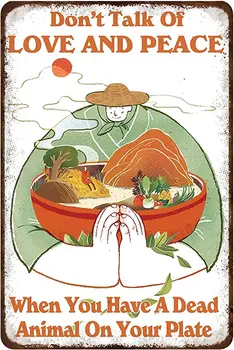 Maaelu Vintage Metallist Tina Logo Põllumajandustootja Plakat ei Räägi Armastuse ja Rahu, Kui Sul On mõni Surnud Loom taldrikule
