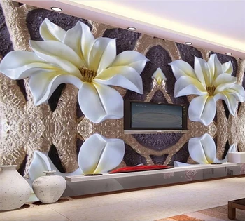 beibehang 3D kohandatud taustpildi high-end mood on sisse pressitud murals elutoas TV taust lotus kaasaegne dekoratiivsed värvimistööd