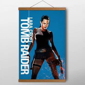 Lara Croft Tomb Raider Angelina Jolie Plakat Canvas Riiet Seina Art Täispuidust Kerib Maalid Elutuba Decor