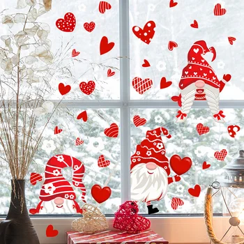 UUS 2-Lehed sõbrapäeva Punane Armastuse Akna Kleebis Santa Claus Lumehelves Seina Kleebised DIY Festival Kleebised Home Decor Käsitöö