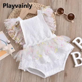Euroopa American Summer Baby Girl Bodysuit Pits-up Marli Multi-kihiline Pitsiline Valge Kombekas Vastsündinu Riided E3134