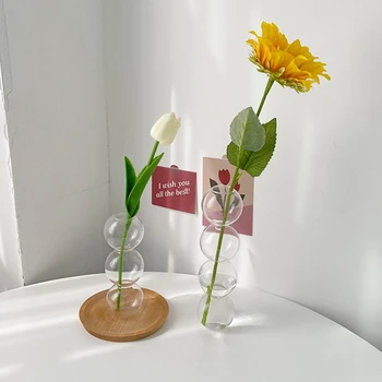 Mull Klaasist lillevaasi Läbipaistvast Klaasist Vaas Hüdropooniline Taim Dekoratiivne Lill Pudel Töölaua Kaunistus elutuba Decor