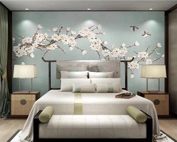 beibehang Kohandatud uus Hiina stiilis maalitud lilled, linnud magnolia lill taustapildina dekoratiivset maali papier peint