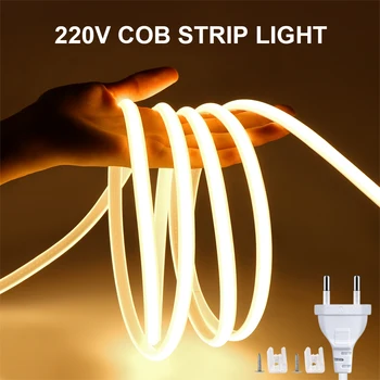 Ultra Bright 220V COB LED All Kapis Kerge Veekindel Köök Garderoobi Kapp Taustvalgustuse Lambi Lineaarne COB Lindi Home Decor