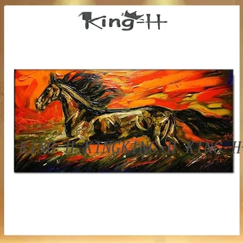 Artista superior 100% pintado mano de alta calidad moderno caballo pintura al óleo sobre lienzo hecho mano abstraktselt, fuerte