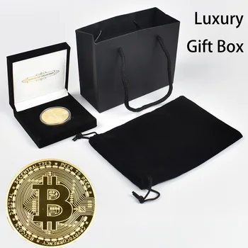 Luksuslik kinkekarp Pakett BitCoin Natuke mündi Cryptocurrency Koos Käekott Kingitus Kasti Sõber Kingitus