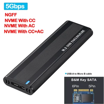 10Gbps M2 SSD Puhul NVME Dual SATA Protokolli M. 2 USB Type C 3.1 SSD Adapter NVME PCIE NGFF SATA SSD Ketta Box M. 2 SSD Puhul