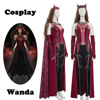 Naine Wanda Maximoff Cosplay Kostüüm Scarlet Nõid Peakatet Varjatud ja Püksid Täis Komplekt Komplekt Halloween Tarvikud Rekvisiidid