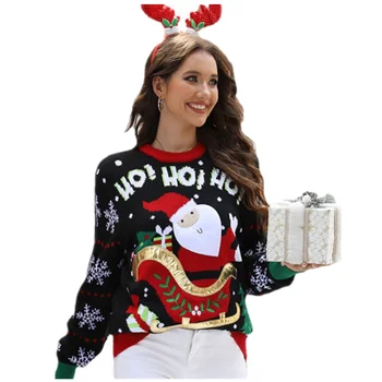Jõulud Knitwears 2023 Talvel Puu Paar O-Kaeluse Paks Kampsun Naiste Pullover Tops Christmas Cartoon Naiste Rõivad