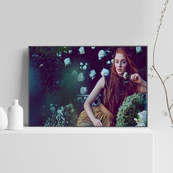 Sophie Turner Plakat Filmitäht Näitleja Kunsti Lõuend Prindi Plakat Seina Maali Kodu Kaunistamine (Raamita)