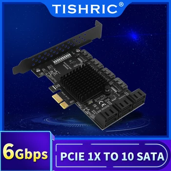 TISHRIC 10-Port SATA 6Gbps PCIE Expansion Card PCIE 1X 10-Port SATA Adapter PCI Express Kordaja SATA3.0 Konverteerimise Kaart