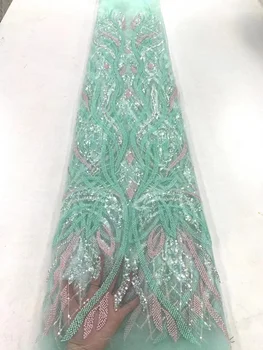 Luksus Elegantne prantsuse Tikandid Beaded Toru Pits-Aafrika Nigeeria Litrid Kangast Pulmapidu Kleit Õmblusmasinad Materjali PL0731