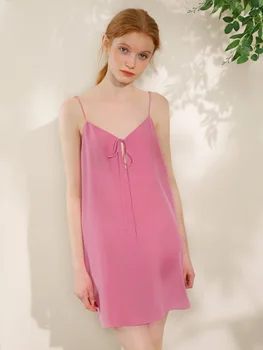 Micc Beirn 100% Mooruspuu Siid Nightgowns Naiste Siidist Lühike Seksikas V-Kaelus Daamid Sleepwear Nightwear Tüdrukute Kleit
